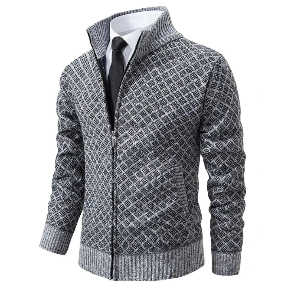 Miesten pehmeä jacquard neuletakki, näyttävä kuviointi, tyylikäs ja monikäyttöinen, sopii arkeen ja juhlaan.