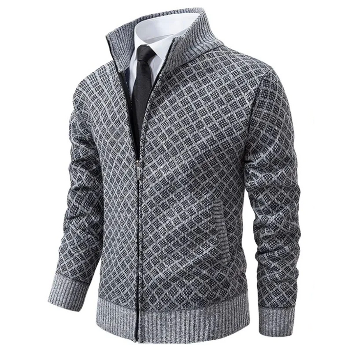 Miesten pehmeä jacquard neuletakki, näyttävä kuviointi, tyylikäs ja monikäyttöinen, sopii arkeen ja juhlaan.