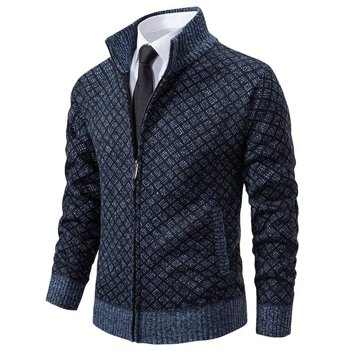 Miesten pehmeä jacquard neuletakki, näyttävä kuviointi, tyylikäs ja monikäyttöinen, sopii arkeen ja juhlaan.