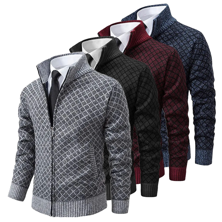 Miesten pehmeä jacquard neuletakki, näyttävä kuviointi, tyylikäs ja monikäyttöinen, sopii arkeen ja juhlaan.