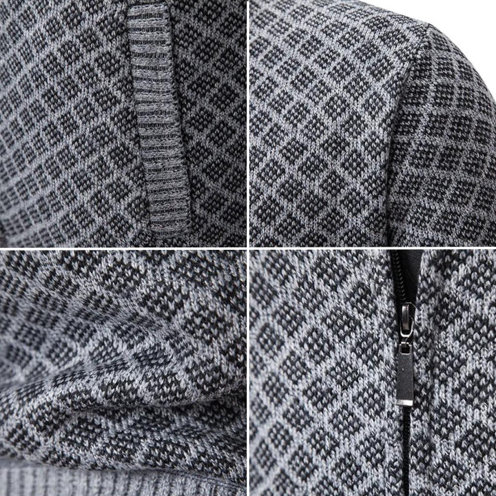 Miesten pehmeä jacquard neuletakki, näyttävä kuviointi, tyylikäs ja monikäyttöinen, sopii arkeen ja juhlaan.
