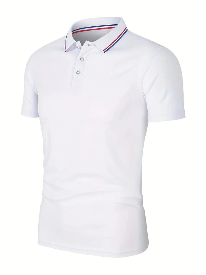 "Miesten poolopaita, hengittävä, klassinen tyyli, yksivärinen, kevyt kangas, lyhyet hihat, slim fit, monipuoliset värivaihtoe