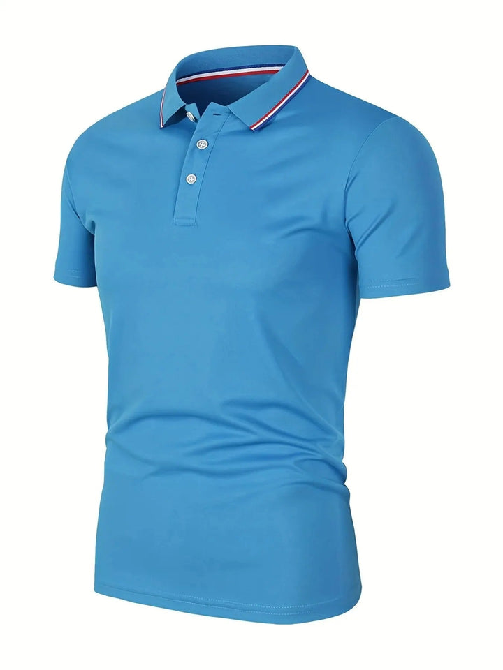 "Miesten poolopaita, hengittävä, klassinen tyyli, yksivärinen, kevyt kangas, lyhyet hihat, slim fit, monipuoliset värivaihtoe