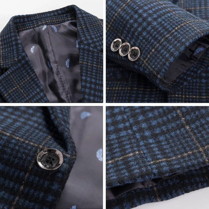 "Miesten premium villa bleiseri, jossa on silkkinen vuori, tyylikkäässä mustassa sävyssä, kaksi ulkotaskua, täydellinen istuv