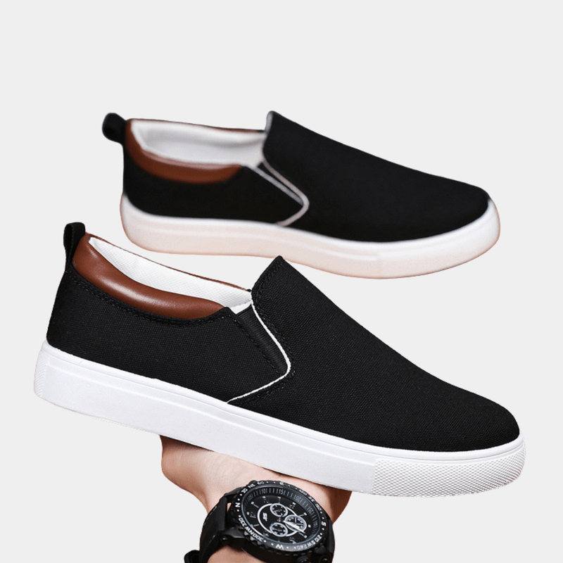 Herre komfortable slip-on sko, rød, letvægtskonstruktion, uden snørebånd, velegnet til hverdagsbrug og afslappede outfits.