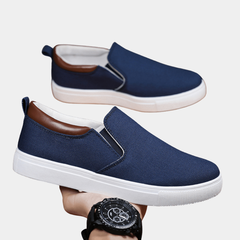 Herre komfortable slip-on sko, rød, letvægtskonstruktion, uden snørebånd, velegnet til hverdagsbrug og afslappede outfits.