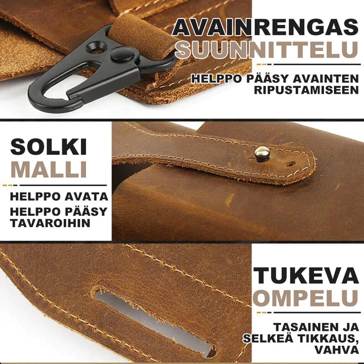 Mænds retro bumbag i fire farver, PU-læder, vintage-stil, flere lommer, farver: sort, brun, kaffe, blå.