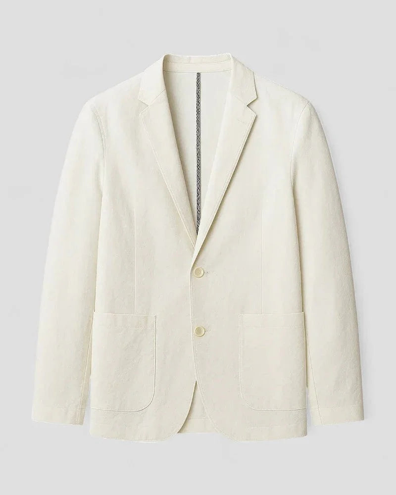 Herreblazer i blå, elegant og komfortabel, let materiale, alsidig stil.
