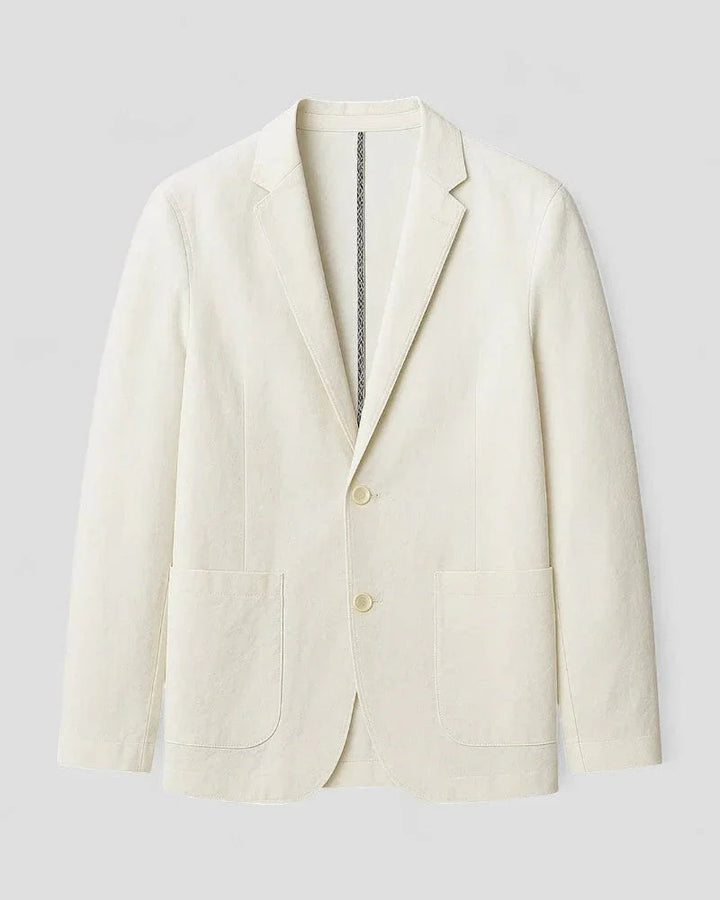 Herreblazer i blå, elegant og komfortabel, let materiale, alsidig stil.
