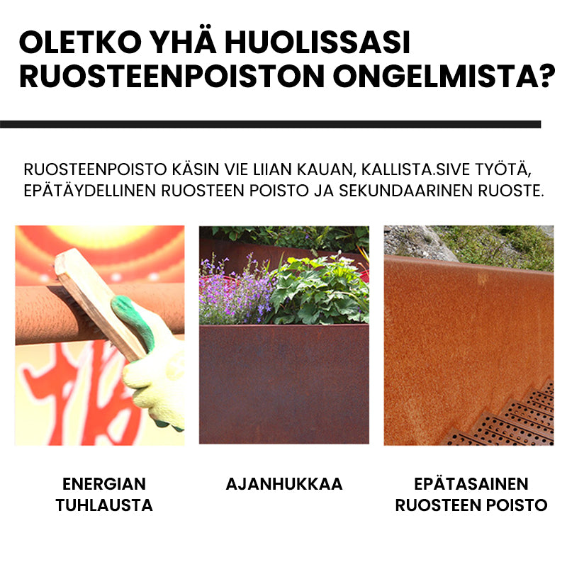 "Miesten ruosteenpoistoaine pullo valkoisella taustalla, autojen alustoille, tehokas ja helppo käyttää, ruosteenpoistoon."
