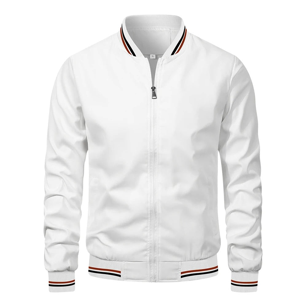 Herre slim fit bomberjakke, behagelig, stilfuld, lynlås, klassisk baseballkrave, flere farvemuligheder.