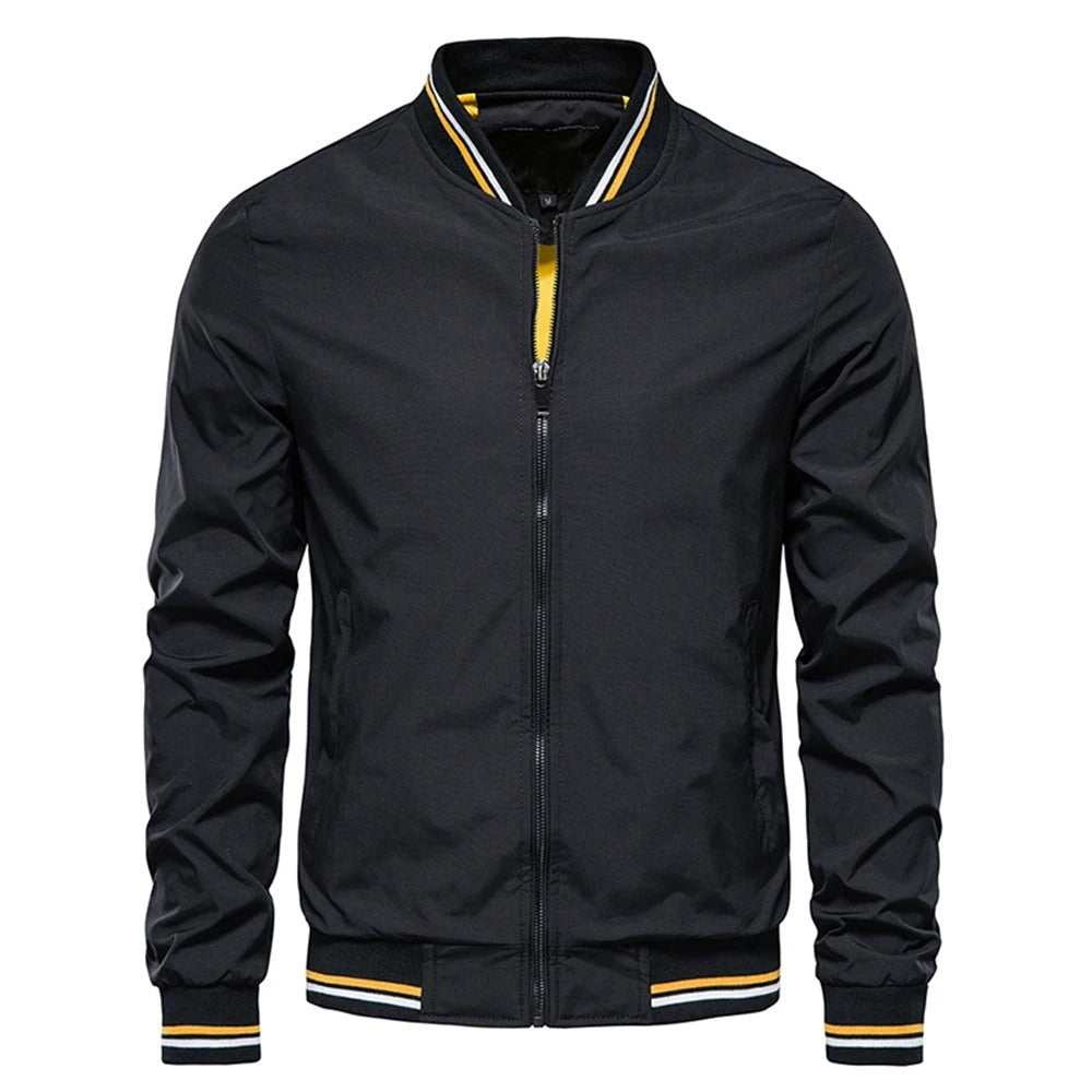 Herre slim fit bomberjakke, behagelig, stilfuld, lynlås, klassisk baseballkrave, flere farvemuligheder.