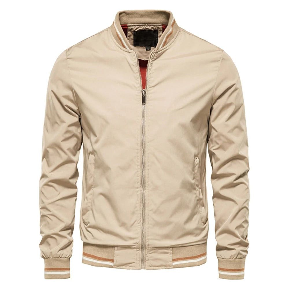 Herre slim fit bomberjakke, behagelig, stilfuld, lynlås, klassisk baseballkrave, flere farvemuligheder.