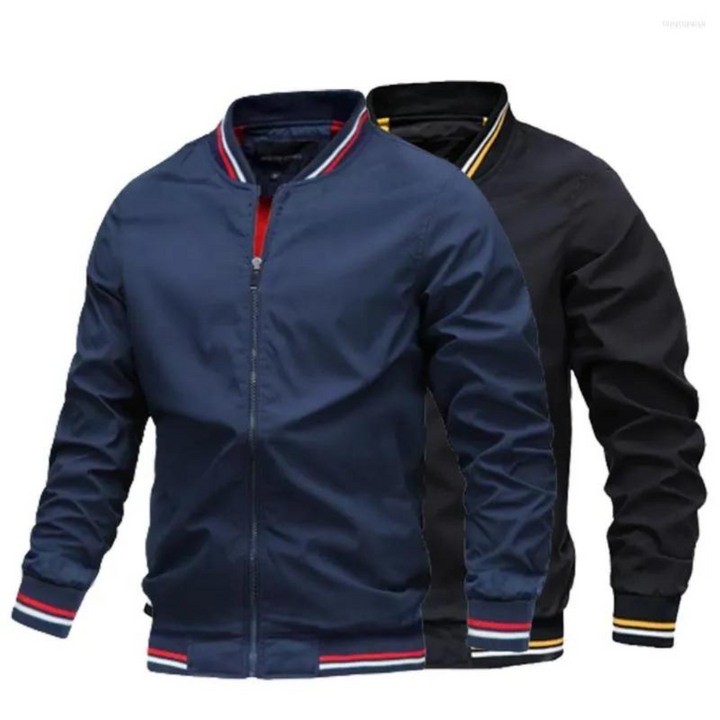 Herre slim fit bomberjakke, behagelig, stilfuld, lynlås, klassisk baseballkrave, flere farvemuligheder.