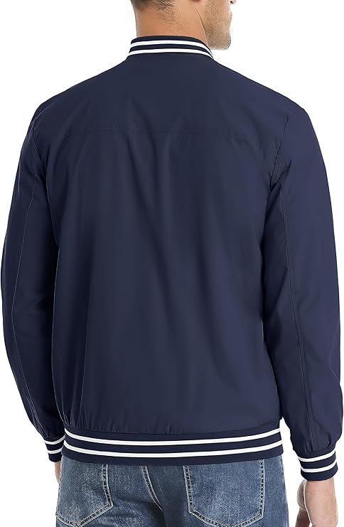Herre slim fit bomberjakke, behagelig, stilfuld, lynlås, klassisk baseballkrave, flere farvemuligheder.