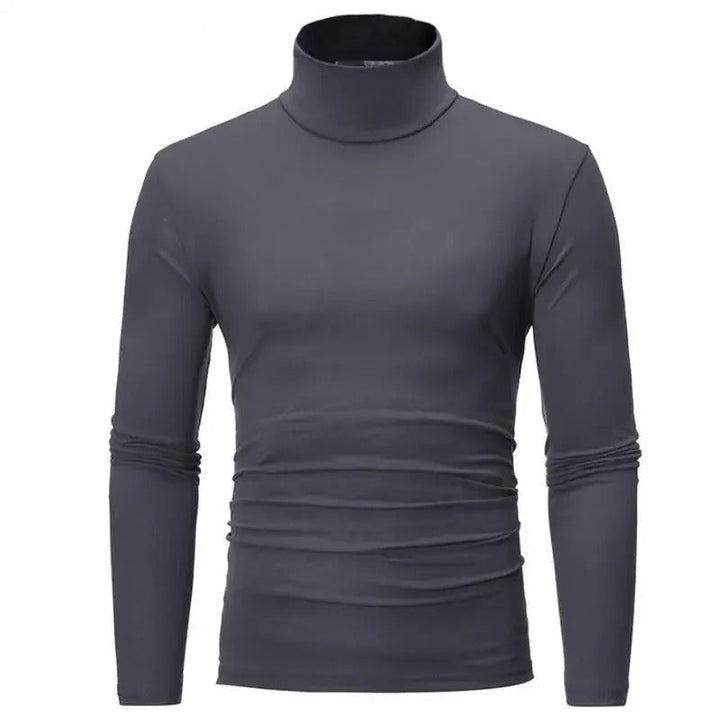 Miesten slim fit lämpöpaita korkeakauluksella, harmaa, mukava ja hengittävä syys-talvivaatteisiin.