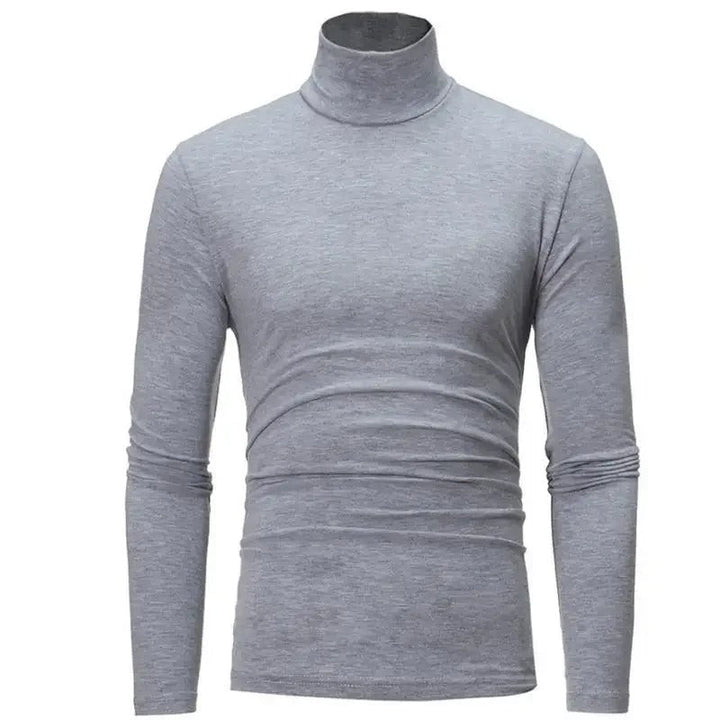 Miesten slim fit lämpöpaita korkeakauluksella, harmaa, mukava ja hengittävä syys-talvivaatteisiin.