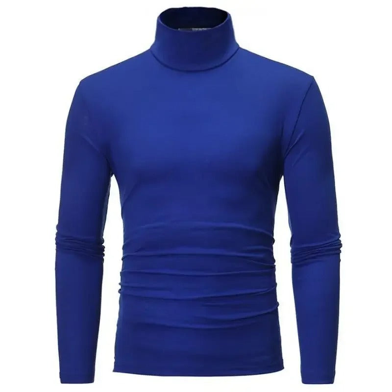Miesten slim fit lämpöpaita korkeakauluksella, harmaa, mukava ja hengittävä syys-talvivaatteisiin.