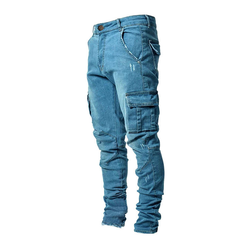 "Miesten slim fit puuvillahousut elastaanilla, tyylikäs leikkaus, harmaa, moderni design ja erinomaiset yksityiskohdat."