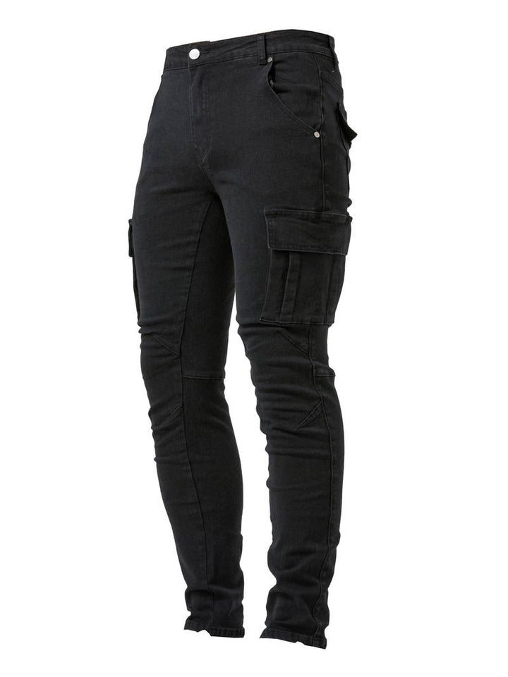 "Miesten slim fit puuvillahousut elastaanilla, tyylikäs leikkaus, harmaa, moderni design ja erinomaiset yksityiskohdat."