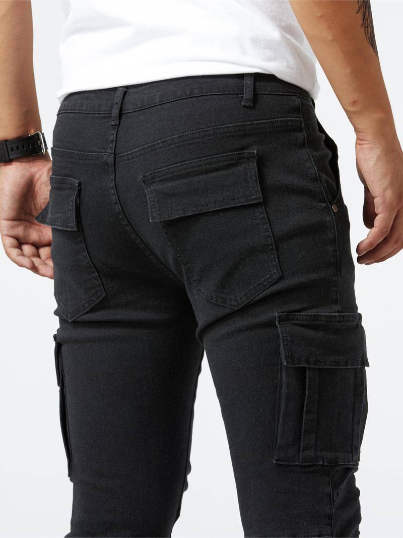 "Miesten slim fit puuvillahousut elastaanilla, tyylikäs leikkaus, harmaa, moderni design ja erinomaiset yksityiskohdat."