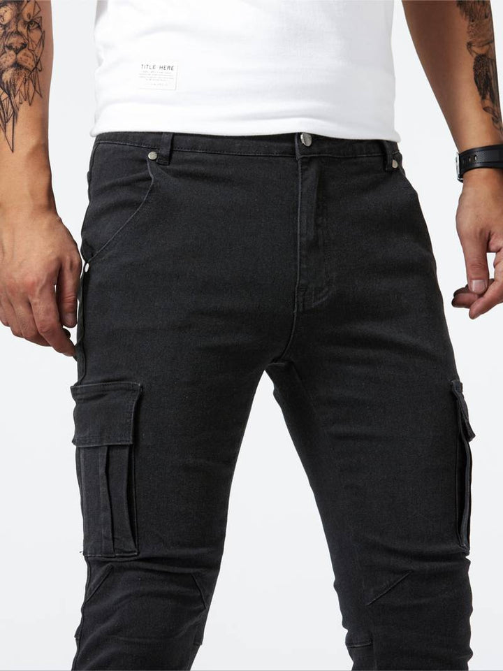 "Miesten slim fit puuvillahousut elastaanilla, tyylikäs leikkaus, harmaa, moderni design ja erinomaiset yksityiskohdat."