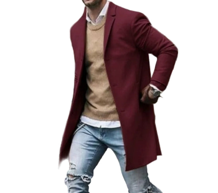 Herre slim fit strikket vindtæt jakke, stilfuld og varm til kølige efterårs- og vinterdage.