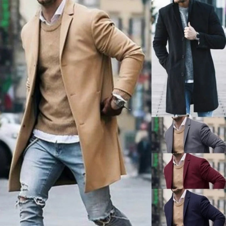 Herre slim fit strikket vindtæt jakke, stilfuld og varm til kølige efterårs- og vinterdage.