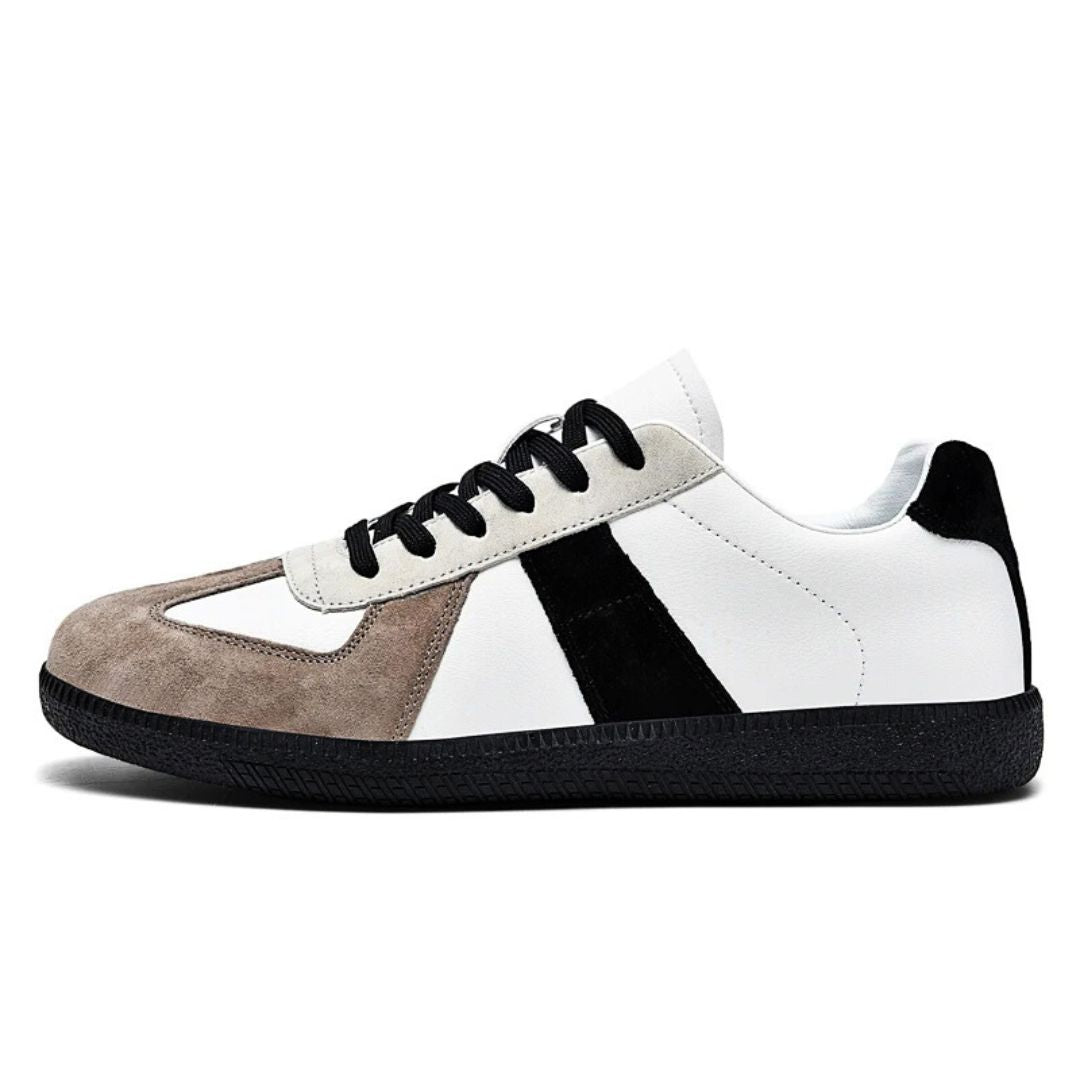 "Miesten sneakerit nahasta ja sametista, moderniin tyyliin, pehmustetulla sisäpohjalla ja kestävällä kumipohjalla."