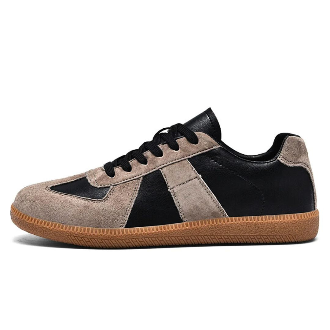 "Miesten sneakerit nahasta ja sametista, moderniin tyyliin, pehmustetulla sisäpohjalla ja kestävällä kumipohjalla."