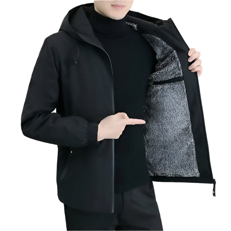 "Miesten thermal fleece tuulitakki, paksu fleecevuori, tuulen- ja säänkestävä, moderni leikkaus, harmaa sävy, vetoketjutaskut