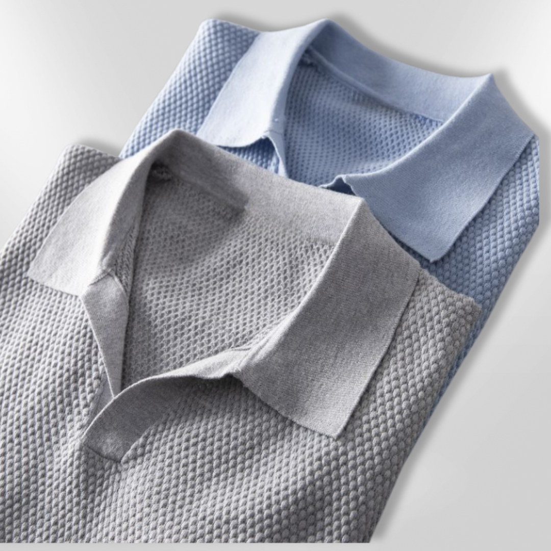 Mænds mørkeblå polo shirt, afslappet stil, friskt design, perfekt til fritid og fest.