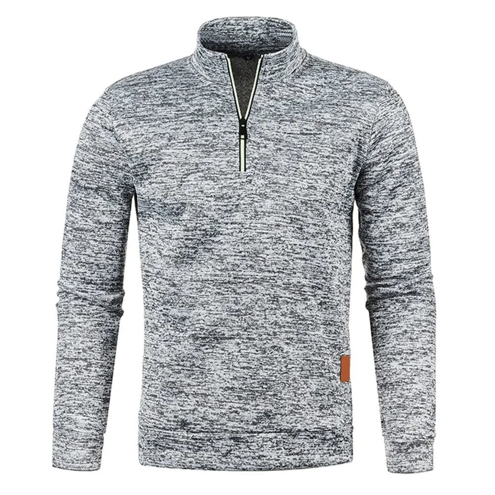 "Miesten turtleneck half vetoketju huppari, harmaa, pehmeä materiaali, rento ja lämmin, täydellinen talveen."