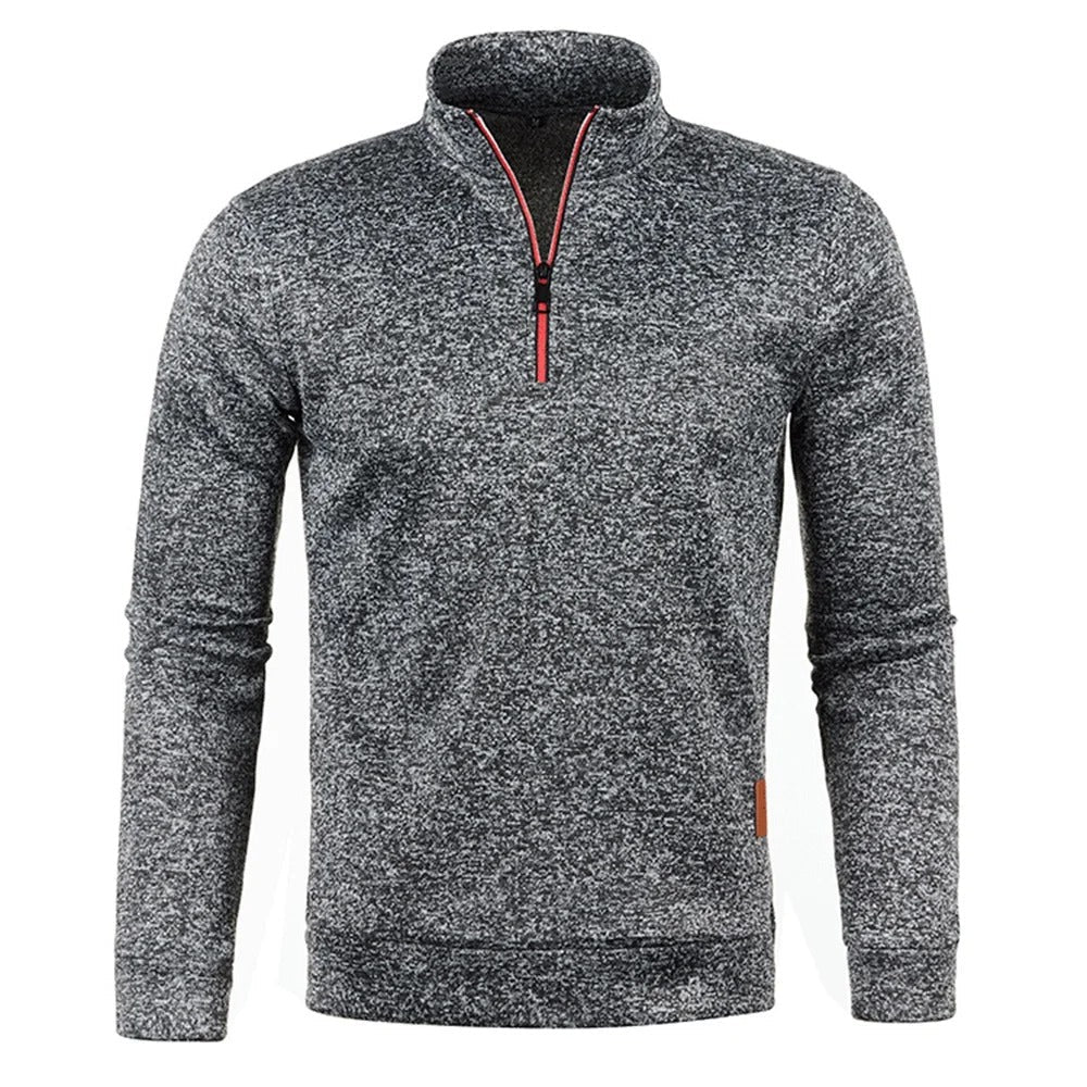 "Miesten turtleneck half vetoketju huppari, harmaa, pehmeä materiaali, rento ja lämmin, täydellinen talveen."
