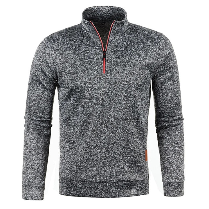 "Miesten turtleneck half vetoketju huppari, harmaa, pehmeä materiaali, rento ja lämmin, täydellinen talveen."