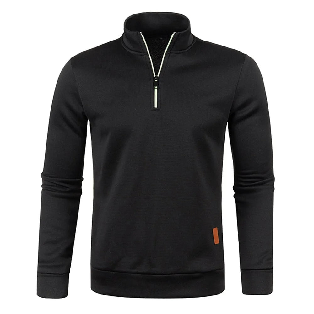 "Miesten turtleneck half vetoketju huppari, harmaa, pehmeä materiaali, rento ja lämmin, täydellinen talveen."