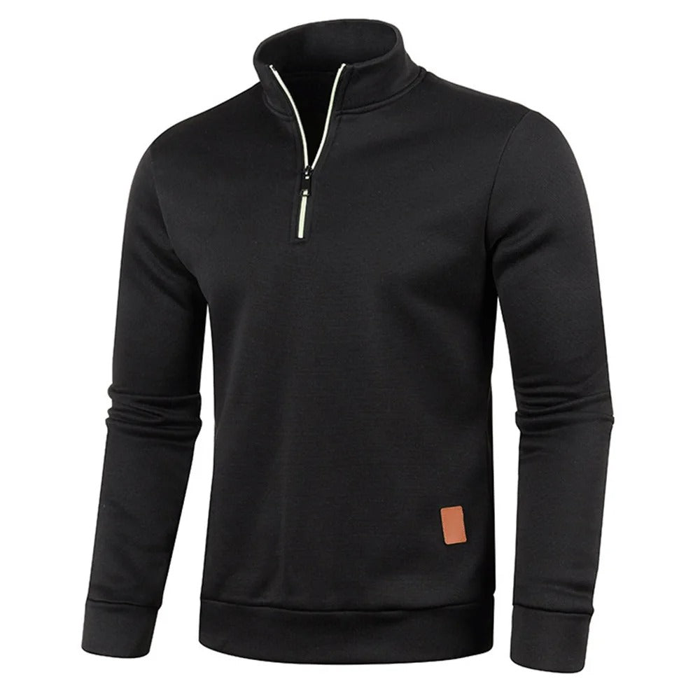 "Miesten turtleneck half vetoketju huppari, harmaa, pehmeä materiaali, rento ja lämmin, täydellinen talveen."