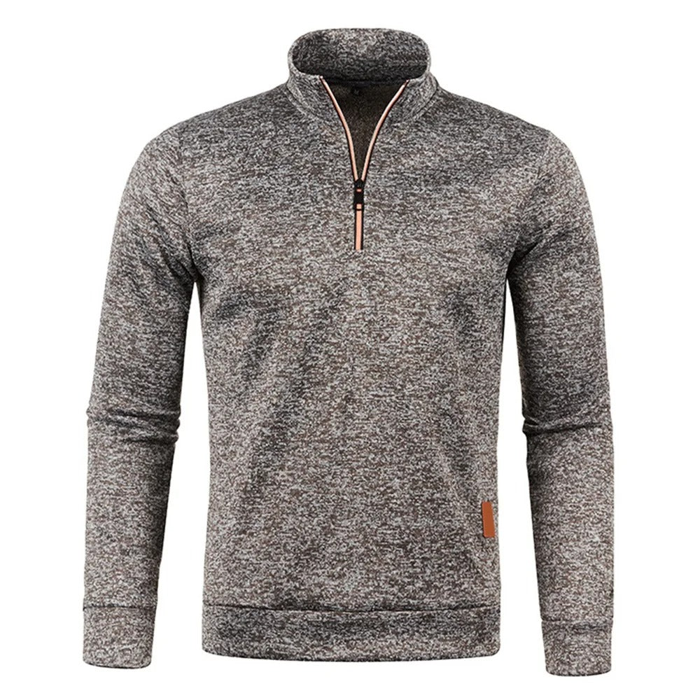 "Miesten turtleneck half vetoketju huppari, harmaa, pehmeä materiaali, rento ja lämmin, täydellinen talveen."