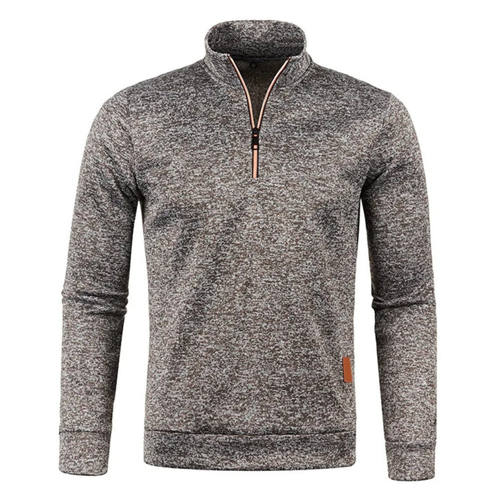 "Miesten turtleneck half vetoketju huppari, harmaa, pehmeä materiaali, rento ja lämmin, täydellinen talveen."