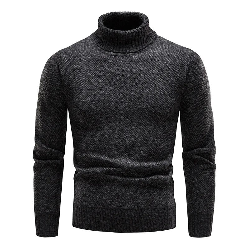 "Miesten turtleneck-fleecepusero talvikauluksella, harmaa, pehmeä fleece ja lämmin istuvuus kylmille talvipäiville."