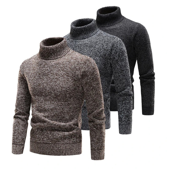 "Miesten turtleneck-fleecepusero talvikauluksella, harmaa, pehmeä fleece ja lämmin istuvuus kylmille talvipäiville."