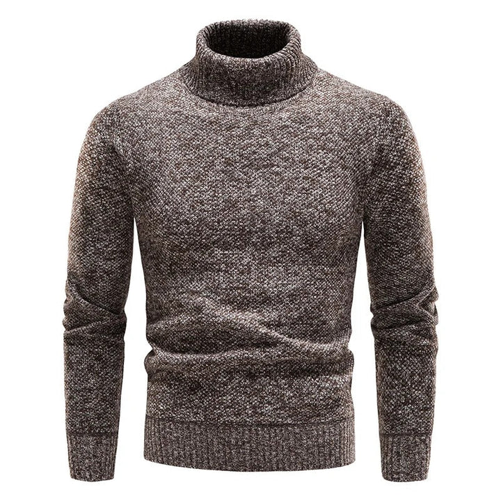 "Miesten turtleneck-fleecepusero talvikauluksella, harmaa, pehmeä fleece ja lämmin istuvuus kylmille talvipäiville."