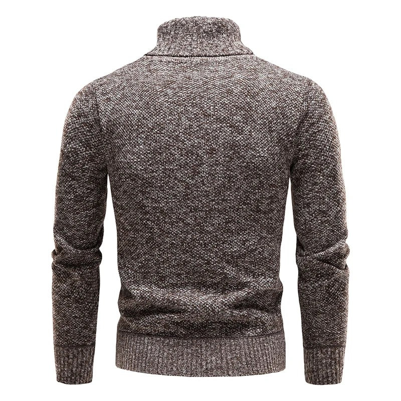"Miesten turtleneck-fleecepusero talvikauluksella, harmaa, pehmeä fleece ja lämmin istuvuus kylmille talvipäiville."