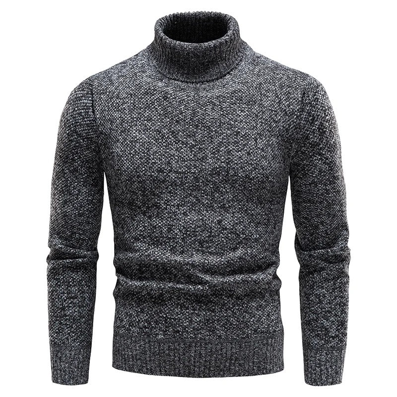 "Miesten turtleneck-fleecepusero talvikauluksella, harmaa, pehmeä fleece ja lämmin istuvuus kylmille talvipäiville."