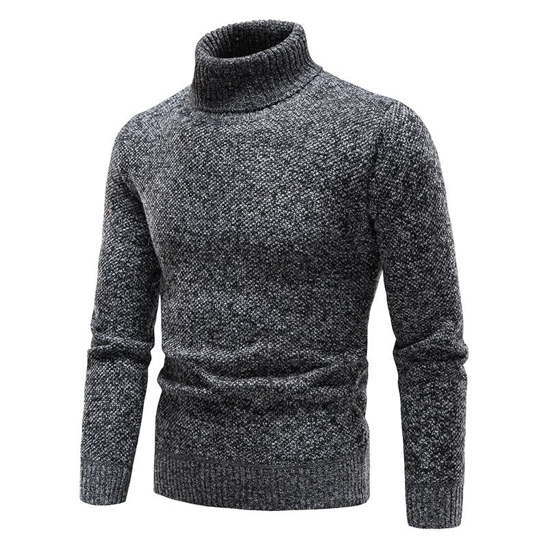 "Miesten turtleneck-fleecepusero talvikauluksella, harmaa, pehmeä fleece ja lämmin istuvuus kylmille talvipäiville."
