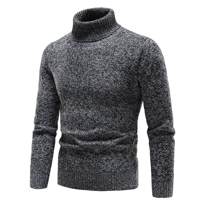 "Miesten turtleneck-fleecepusero talvikauluksella, harmaa, pehmeä fleece ja lämmin istuvuus kylmille talvipäiville."