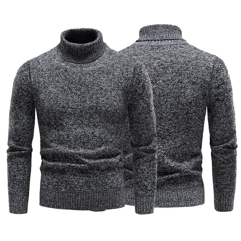 "Miesten turtleneck-fleecepusero talvikauluksella, harmaa, pehmeä fleece ja lämmin istuvuus kylmille talvipäiville."