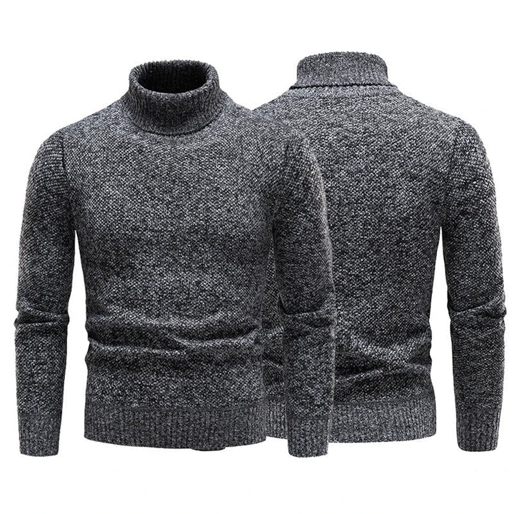 "Miesten turtleneck-fleecepusero talvikauluksella, harmaa, pehmeä fleece ja lämmin istuvuus kylmille talvipäiville."