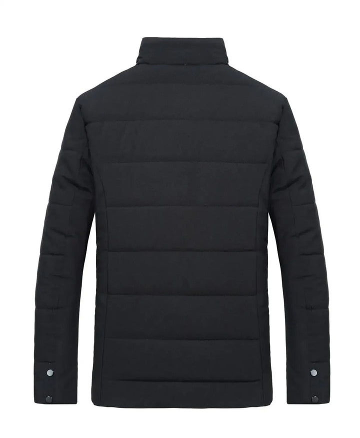 Herre vindjakke med krave, blå, vindtæt, slidstærk og alsidig vinterjakke.