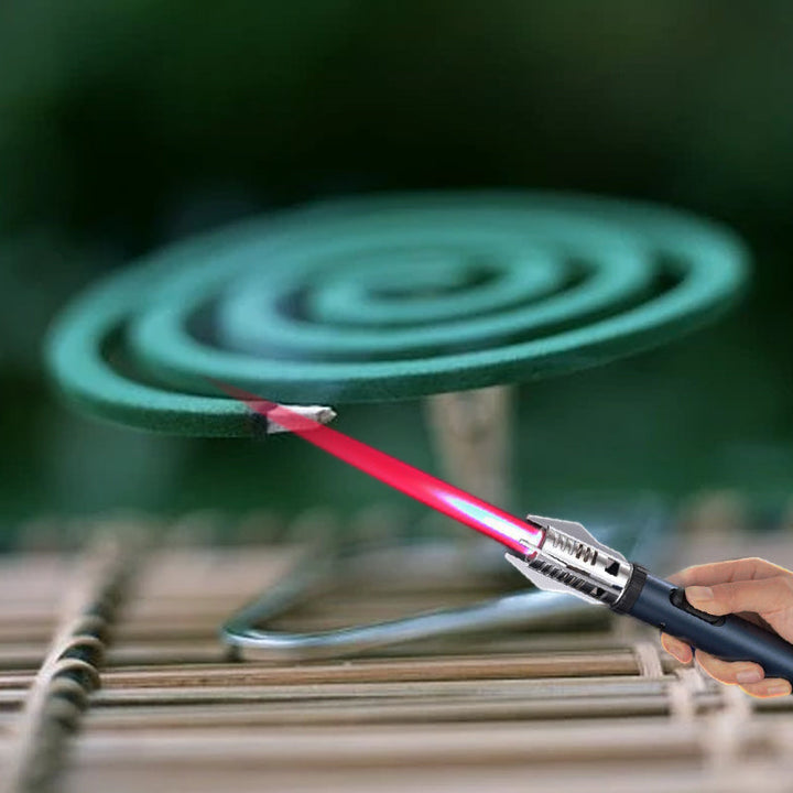 "Miesten tyylikäs tuulenpitävä sytytin, Planeetta Lightsaber -muotoilu, metallinen runko, voimakas liekki, himmeä sininen vär